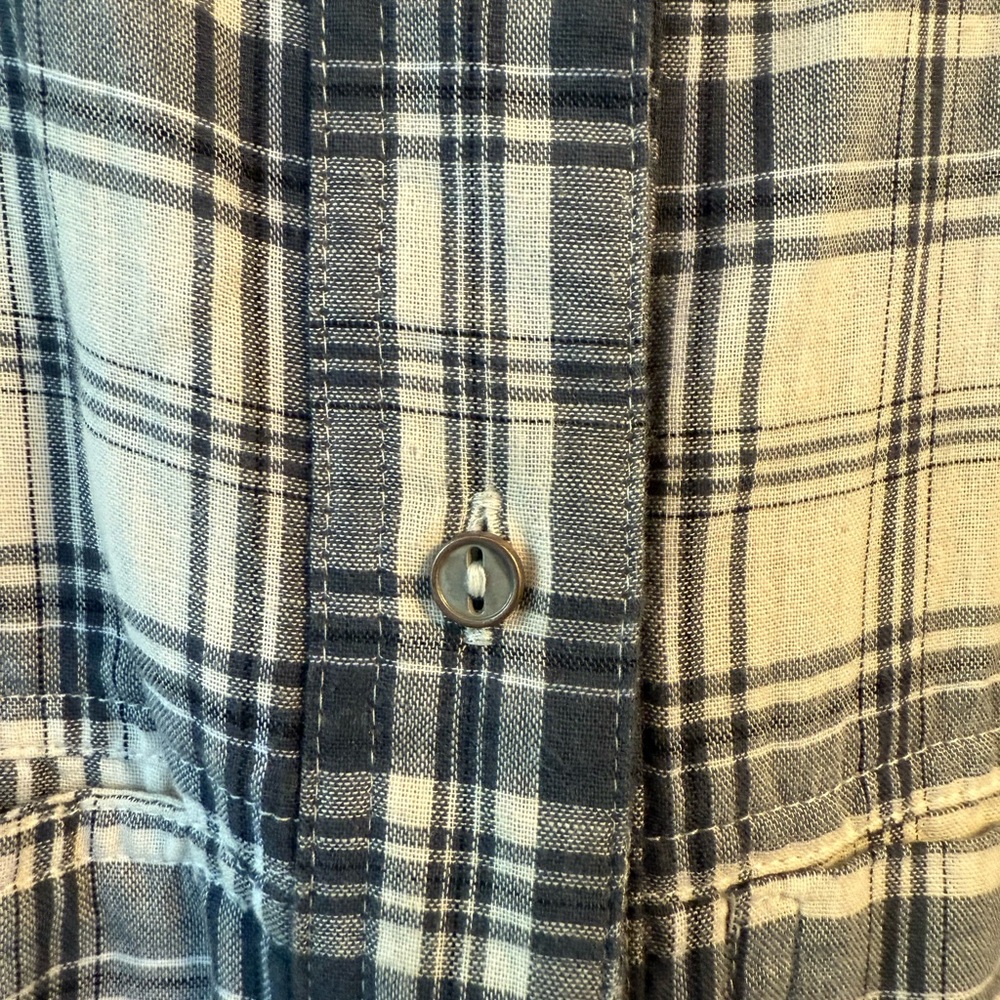 Rowan Women's Blue and White Plaid Button Down Shirt - Dallas Oversized - Picture 4 of 11